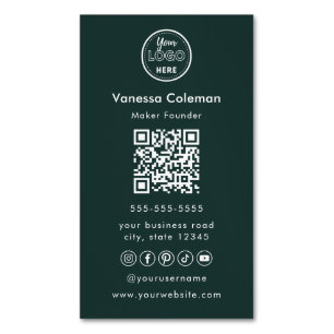 Magnétique Carte de visite minimaliste professionnel vert fon