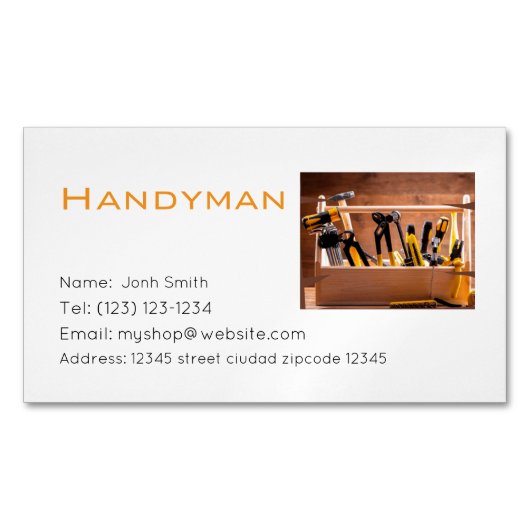 Magnétique carte de visite modifiable des services handiman (devant)