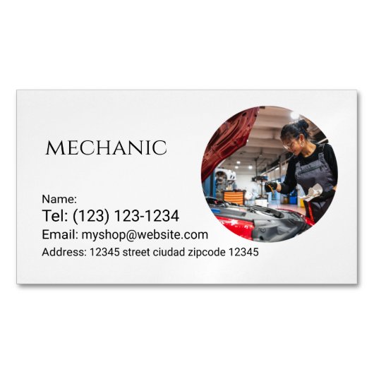 Magnétique carte de visite modifiable des services mécaniques (devant)