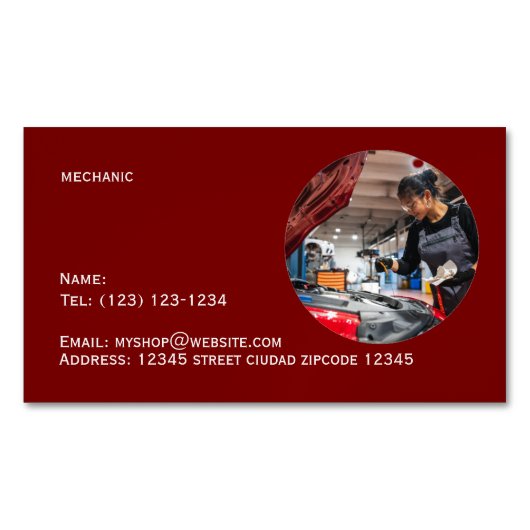 Magnétique carte de visite modifiable des services mécaniques (devant)