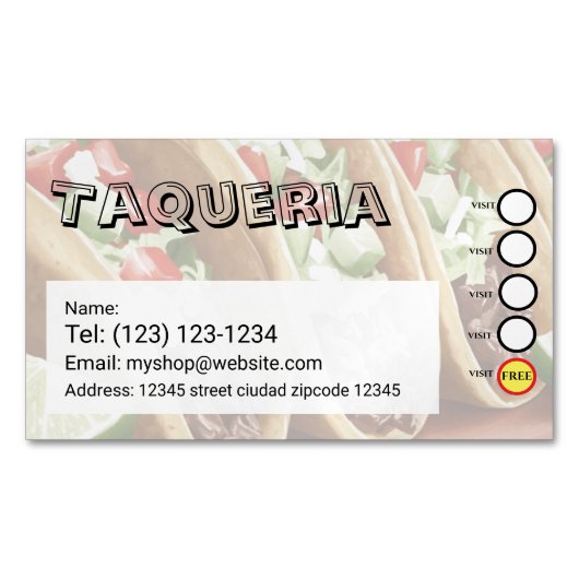 Magnétique carte de visite modifiable services TAQUERIA (devant)