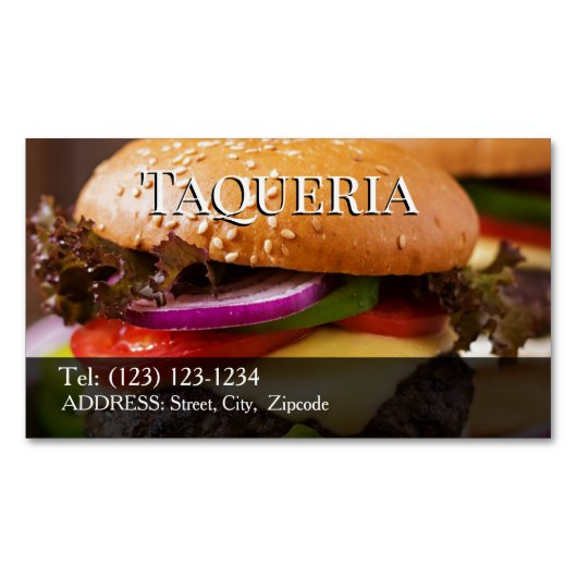 Magnétique carte de visite modifiable taqueria (devant)