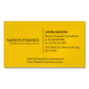 Magnétique Carte de visite professionnelle jaune simple génér
