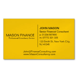 Magnétique Carte de visite professionnelle jaune simple génér