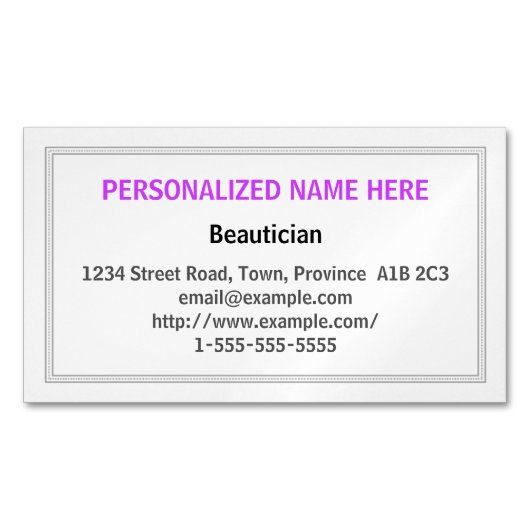 Magnétique Carte de visite propre et minimisé d'esthéticien (devant)