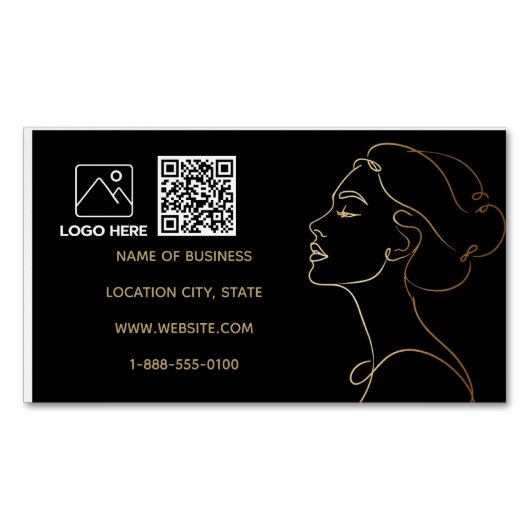 Magnétique Carte de visite QR Code Luxe Ligne d'Art en Or (devant)