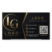 Magnétique Carte de visite QR Code Luxe Noir & Or | Élégante (devant)