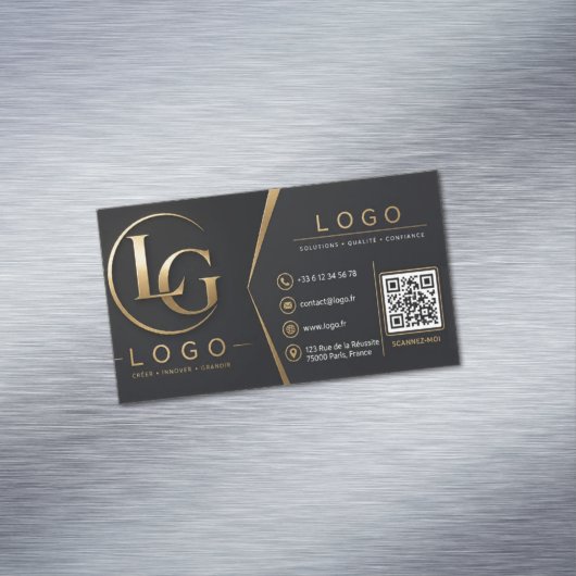 Magnétique Carte de visite QR Code Luxe Noir & Or | Élégante (In Situ)