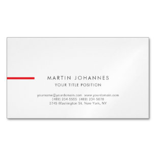 Magnétique Carte de visite rouge tendance noir blanc