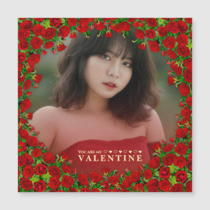 Magnétique Carte de vœux de la Saint-Valentin à la rose rouge