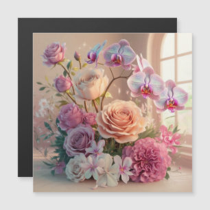 Magnétique Carte de voeux Fleurs de Printemps 3D avec Roses