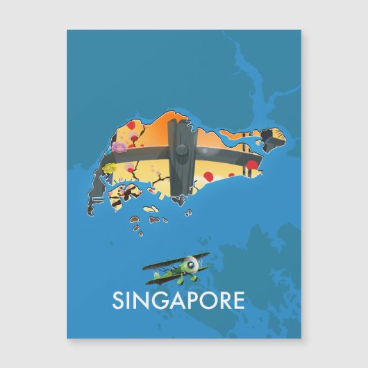 Magnétique carte de voyage de Singapour (Devant)