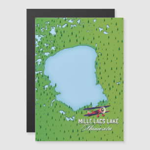 Magnétique carte de voyage du lac Mille Lacs Minnesota.