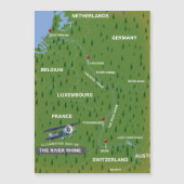 Magnétique Carte de voyage du Rhin rétro. (Devant)