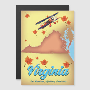 Magnétique carte de voyage rétro de l'État de Virginie