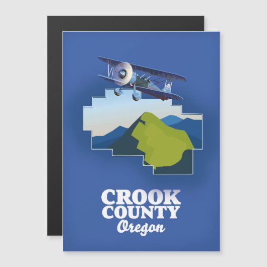 Magnétique Carte du comté de Crook Oregon (Devant / Derrière)