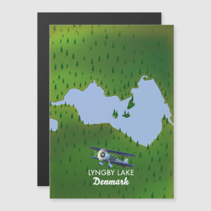Magnétique Carte du lac Lyngby Danemark