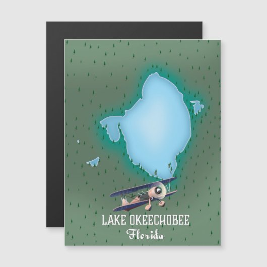 Magnétique Carte du lac Okeechobee Floride. (Devant / Derrière)