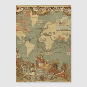 Magnétique Carte du monde Antique 1886 Illustré