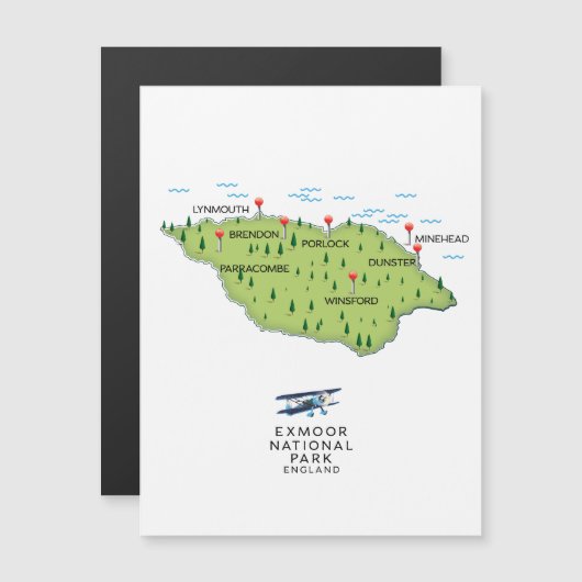 Magnétique carte du parc national d'Exmoor (Devant / Derrière)
