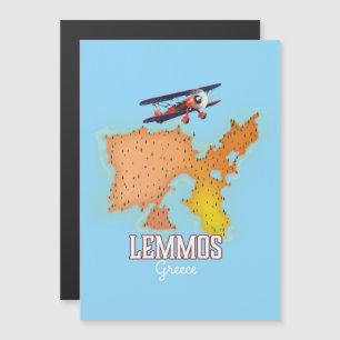 Magnétique Carte grecque Lemmos Affiche de voyage illustrée