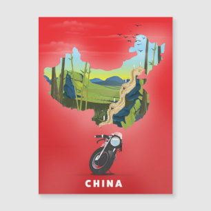 Magnétique Carte illustrée de Chine affiche de voyage