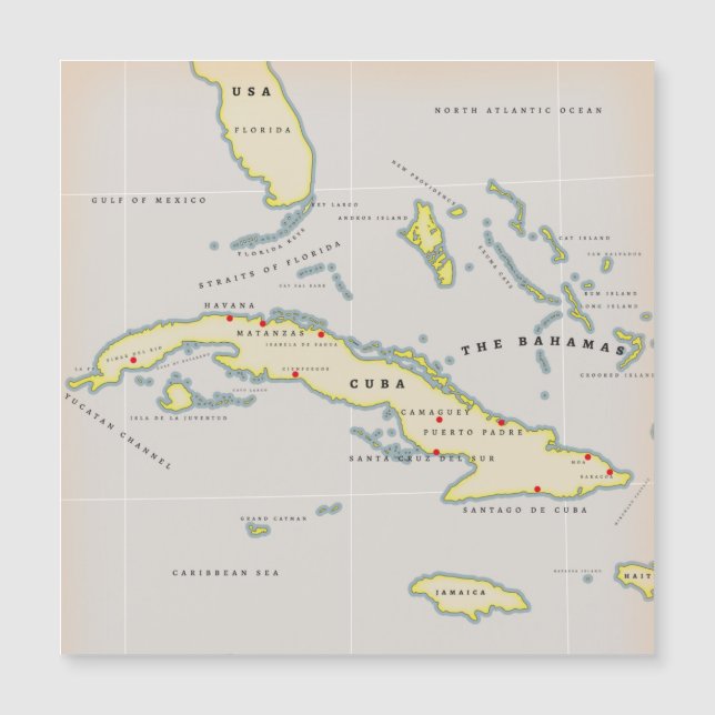 Magnétique Carte illustrée de Cuba (Devant)