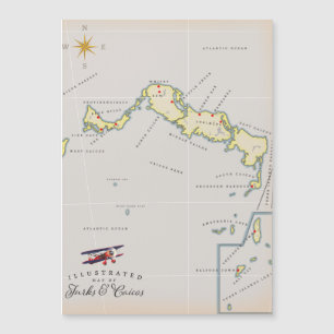 Magnétique Carte illustrée de la carte des îles Turques-et-Ca