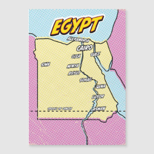 Magnétique Carte illustrée de l'Égypte dans le style Pop Art