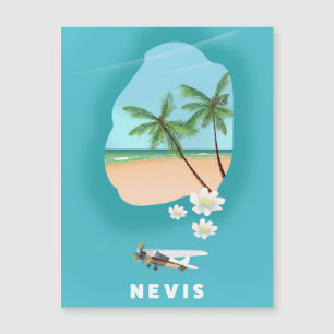 Magnétique Carte illustrée de l'île caraïbe de Nevis.