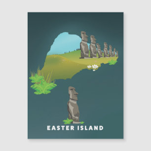 Magnétique Carte illustrée de l'île de Pâques affiche de voya