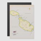 Magnétique Carte illustrée de Malte (Devant / Derrière)