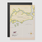 Magnétique Carte illustrée de Singapour (Devant / Derrière)