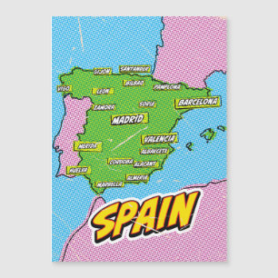 Magnétique Carte illustrée d'Espagne dans le style Pop Art