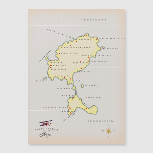 Magnétique Carte illustrée d'Ibiza (Devant)