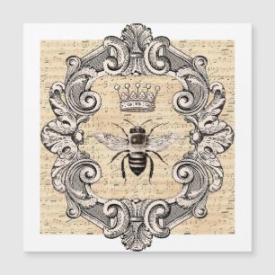 Magnétique Carte Plat vintage Queen Bee encadrée sur feuille
