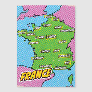 Magnétique Carte Pop Art Illustrated France