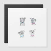 Magnétique Carte pour chiens quatre scrupules (Devant / Derrière)