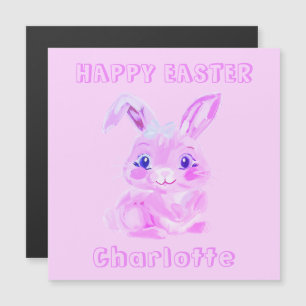 Magnétique Carte Réfrigérateur Nom Rose Bunny Pâques