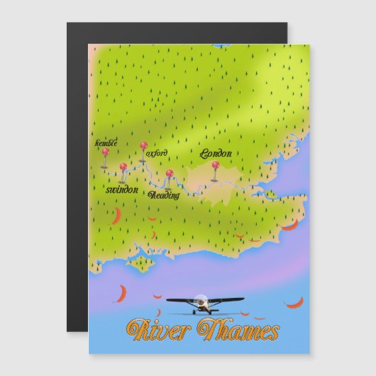 Magnétique Carte River Thames Londres Angleterre (Devant / Derrière)