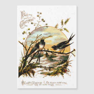 Magnétique Carte Vintage Christmas Birds