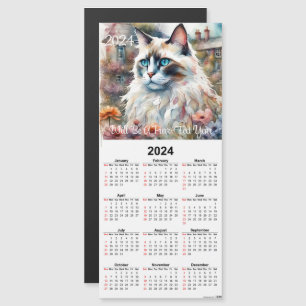 Magnétique Chat de poupée dans le jardin Carte Calendrier Mag