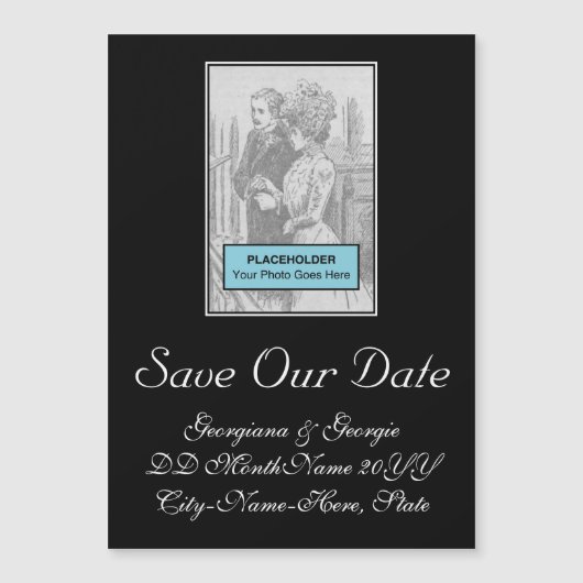 Magnétique Classique, Glamour "SAVE NOTRE DATE !" Carte magné (Devant)