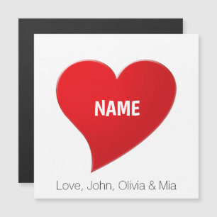 Magnétique Coeur rouge mignon nom personnalisé carte texte ty