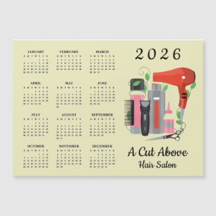 Magnétique Conception de coiffeur Calendrier 2026 Carte magné