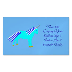 Magnétique Cute Blue Baby Boy Unicorn Carte de visite personn