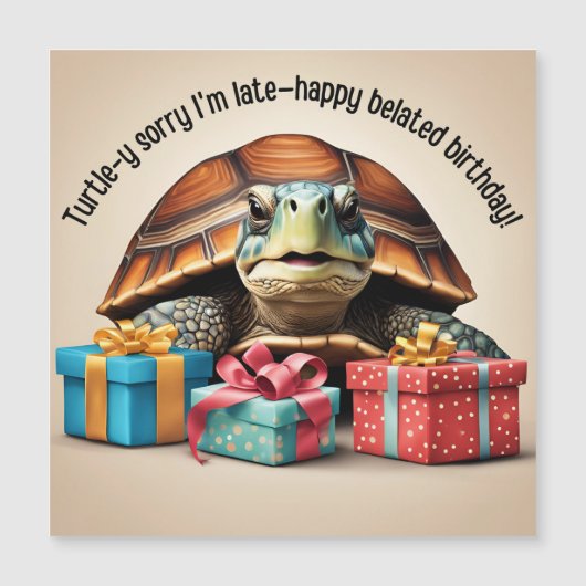 Magnétique Cute Turtle Pun amusant Belny Anniversaire Carte (Devant)