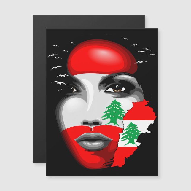 Magnétique Drapeau et carte du Liban sur le visage de la fill (Devant / Derrière)