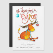 Magnétique Drôle Mignonne Oh Deer Quel An Carte De Vacances M (Devant / Derrière)