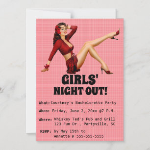 Magnétique Editable Retro Girl Girl Night Out Invitation